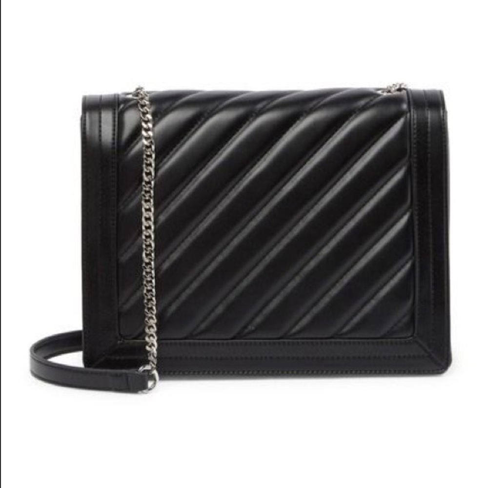 French connection quilted flap shoulder bag